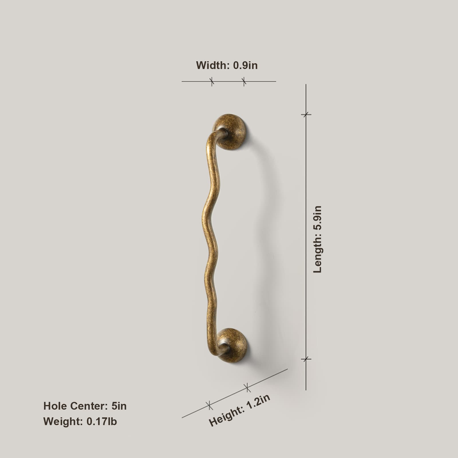 TONA Titanium Silver Solid Brass Cabinet Pull - Stylish Wave Curved Design for Kitchen/Bathroom Cabinets