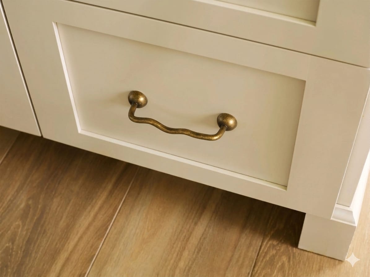 TONA Titanium Silver Solid Brass Cabinet Pull - Stylish Wave Curved Design for Kitchen/Bathroom Cabinets