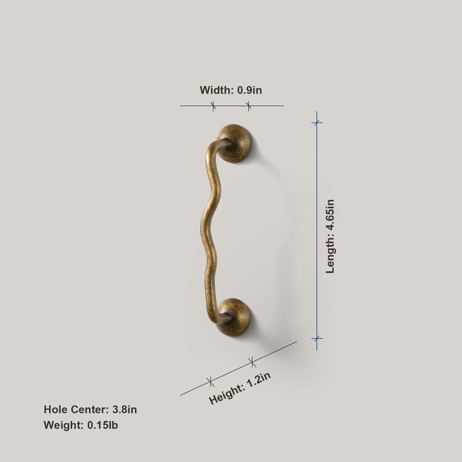 TONA Titanium Silver Solid Brass Cabinet Pull - Stylish Wave Curved Design for Kitchen/Bathroom Cabinets