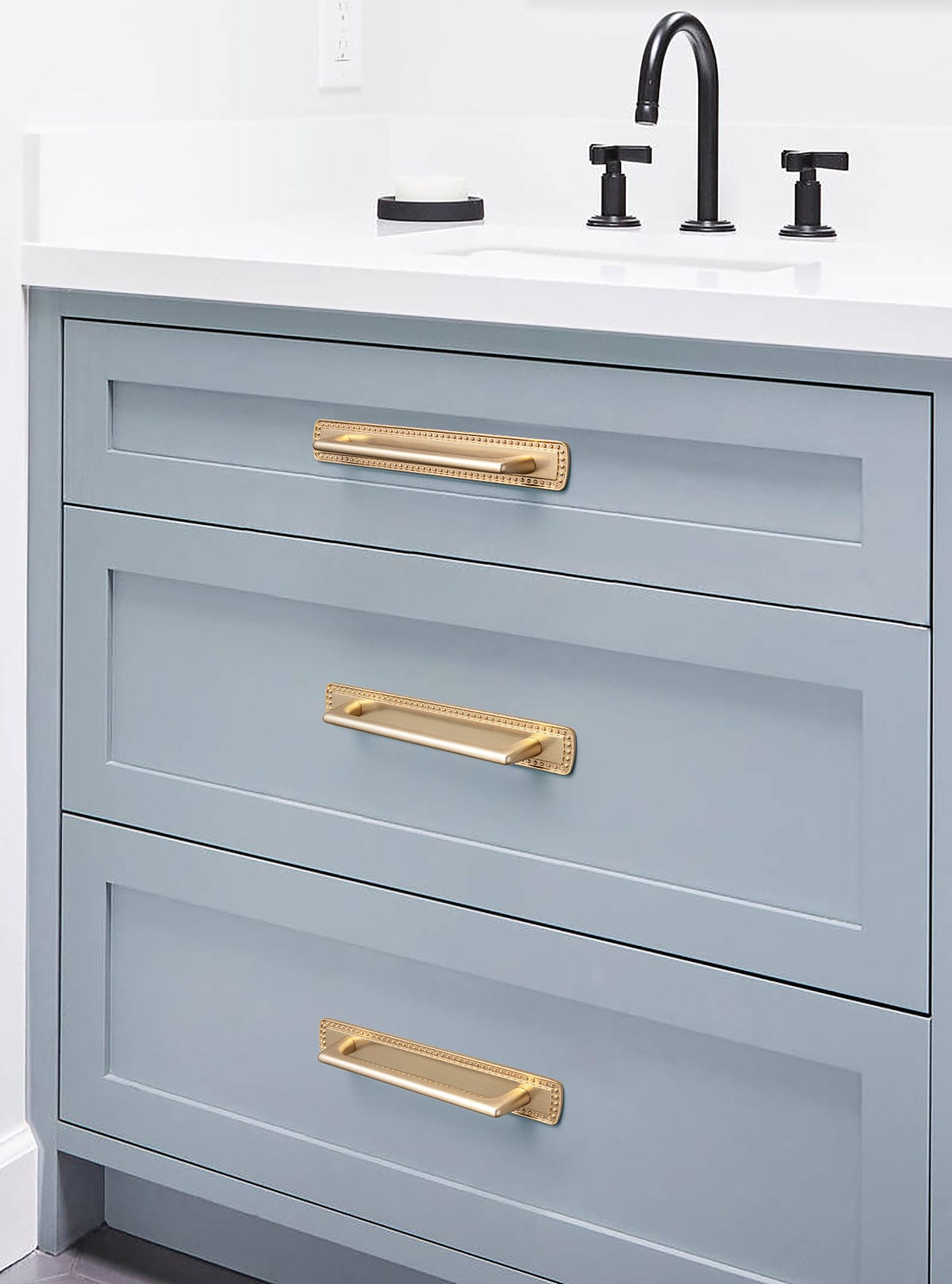 2 Pack Classic Cabinet Bar Pulls with Back Plate Zinc Alloy Cabinet Handle with Long Back Plate