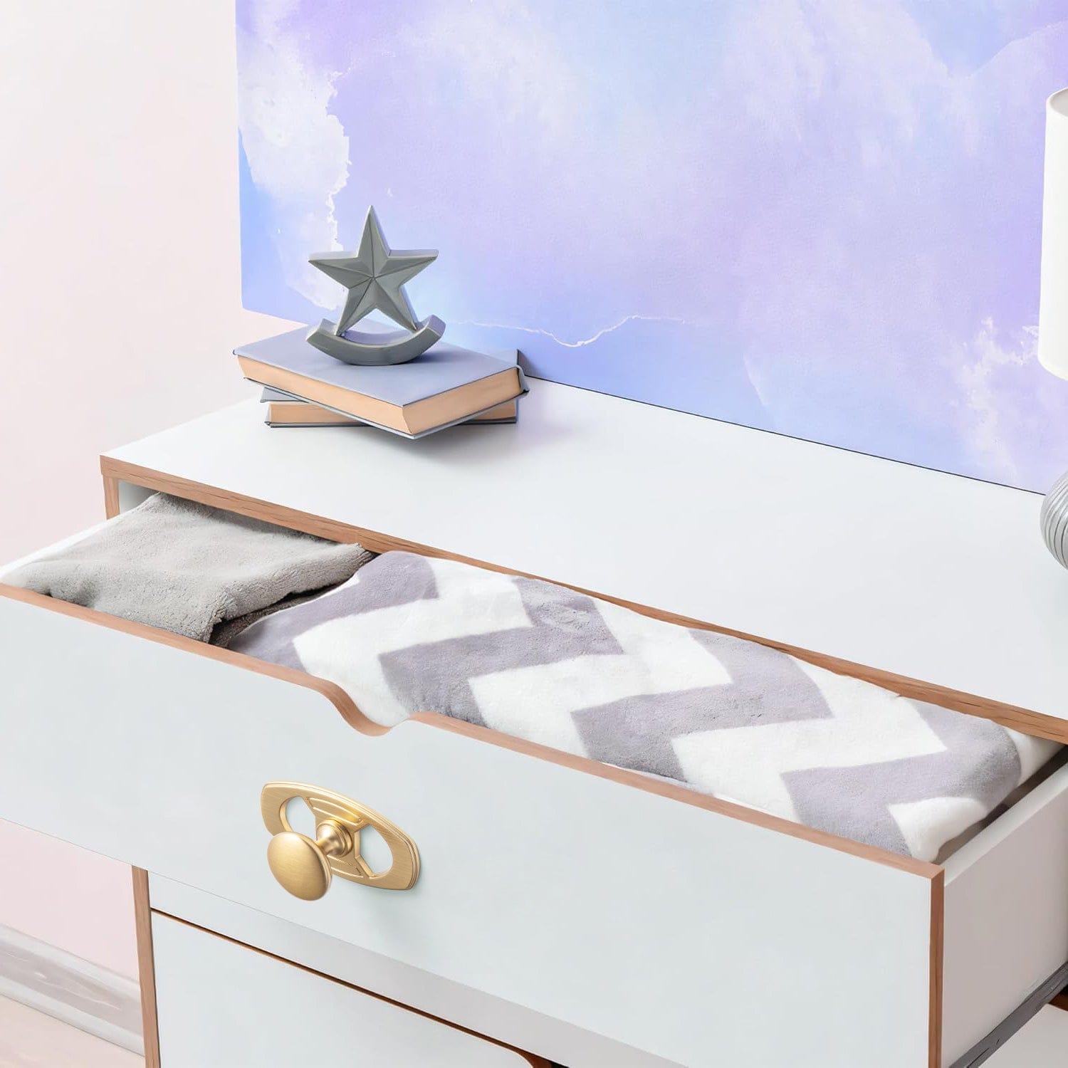 Stylish Contoured Cabinet Handle with Back Plate Decorative Cabinet Hardware