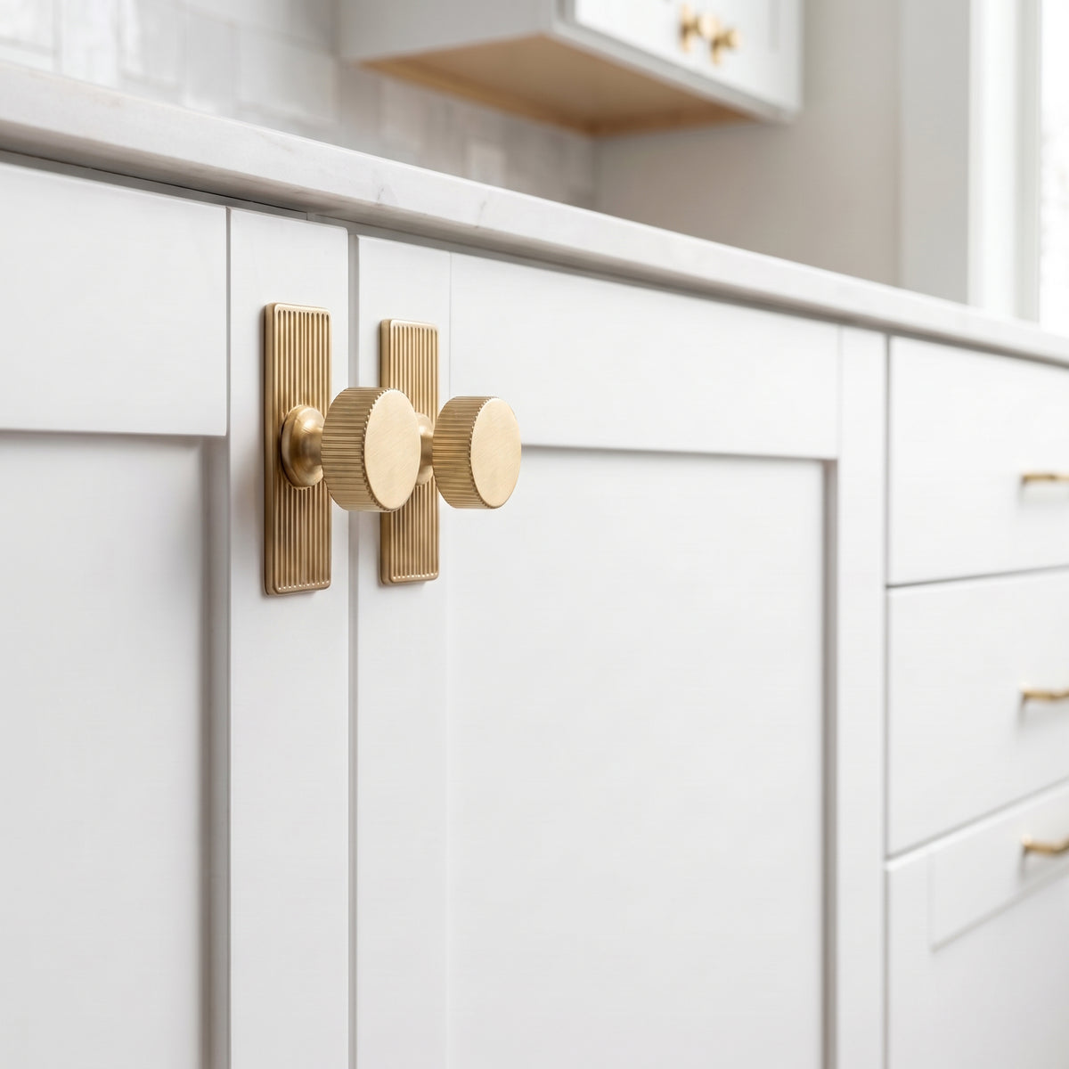 6 Pack Knurled Zinc Alloy Cabinet Knob with Assorted Decorative Backplates, Drawer Single Hole Knob