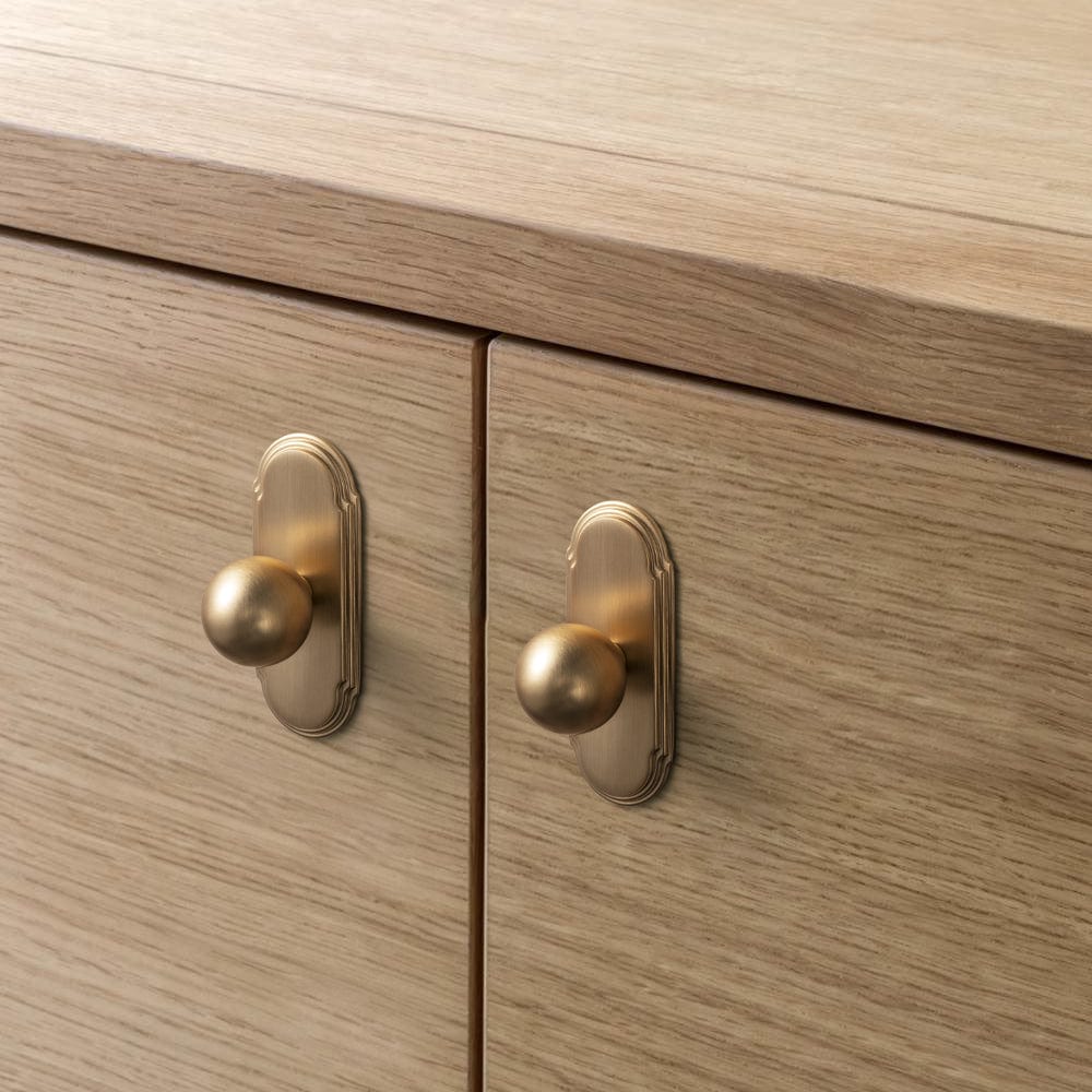 2 Pack Round Cabinet Knobs with Back Plate Zinc Alloy Cabinet Handle with Long Back Plate