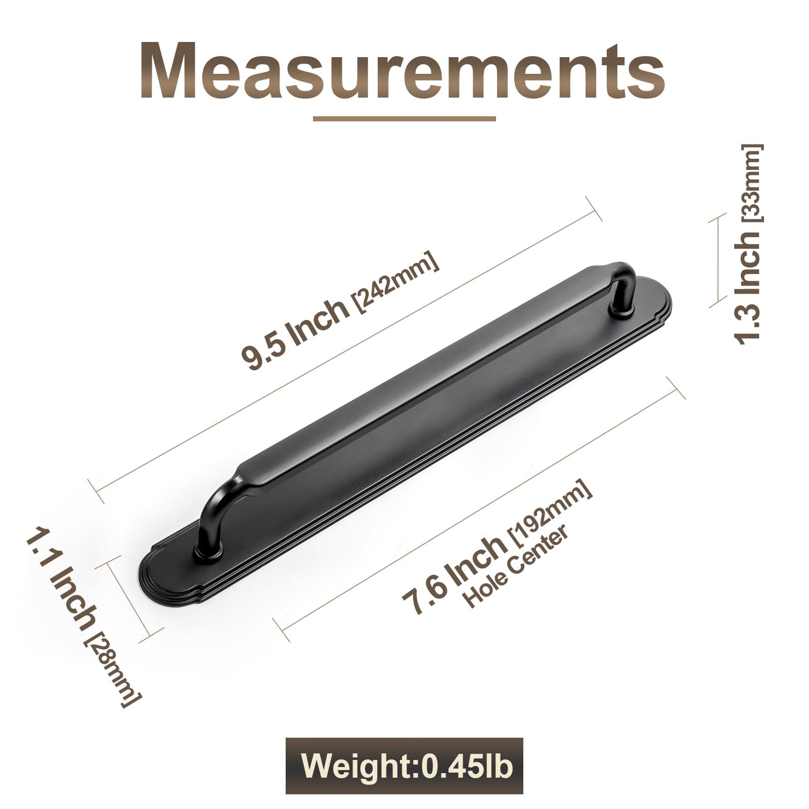 2 Pack Antique Brass Cabinet Pulls with Back Plate Zinc Alloy Drawer Handle with Long Back Plate