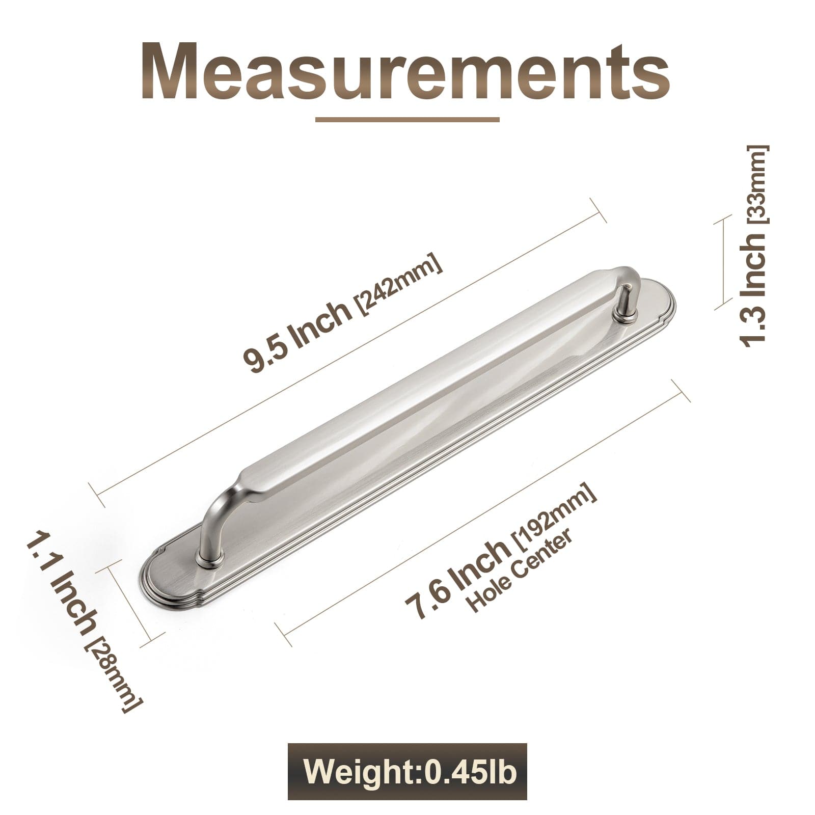 2 Pack Antique Brass Cabinet Pulls with Back Plate Zinc Alloy Drawer Handle with Long Back Plate