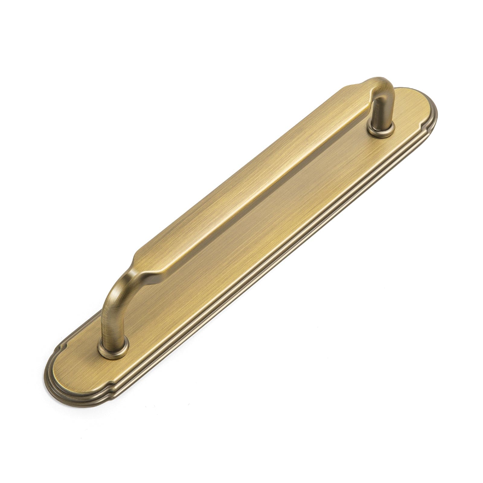 2 Pack Antique Brass Cabinet Pulls with Back Plate Zinc Alloy Drawer Handle with Long Back Plate