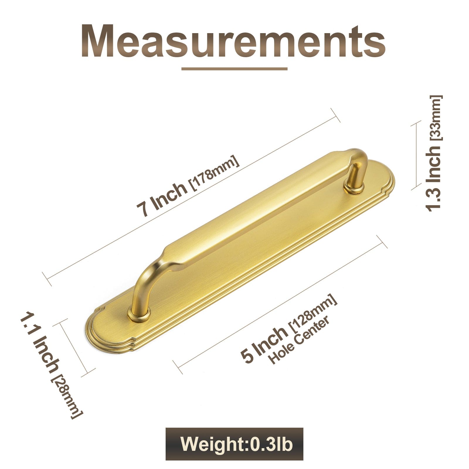 2 Pack Antique Brass Cabinet Pulls with Back Plate Zinc Alloy Drawer Handle with Long Back Plate