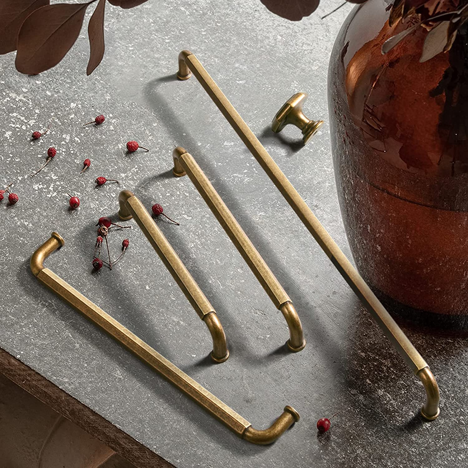 Goo-Ki Antique Brass Cabinet Pulls Affordable Luxury Vintage Drawer Knobs for Kitchen