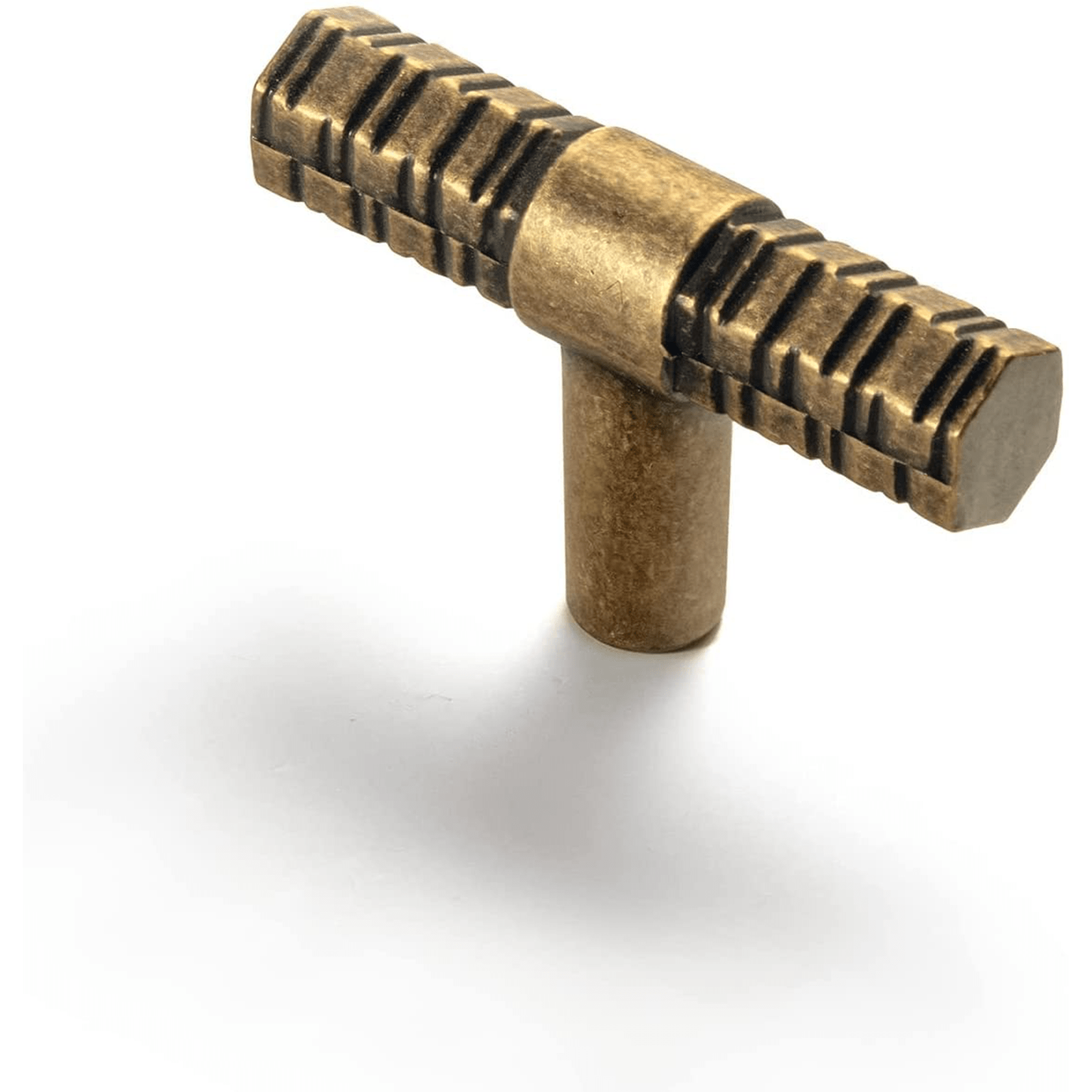 Goo-Ki Antique brass / Knob / 6 Pack Vintage Stripe Retro Brass Cabinet Pulls for Bedroom Kitchen 6 Pack