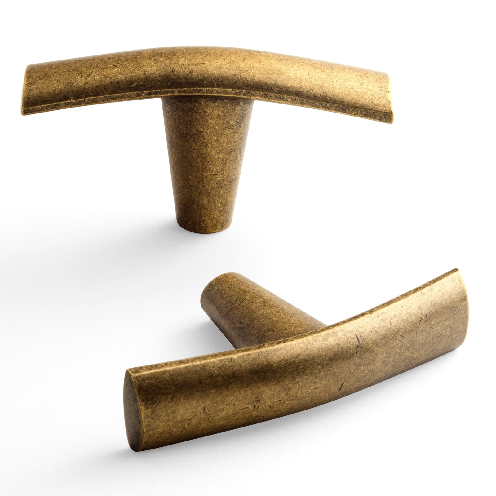 Goo-Ki Antique Brass / Knob Curved Vintage Brass Drawer Handles Antique Bronze Solid Cabinet Pulls 6 Pack