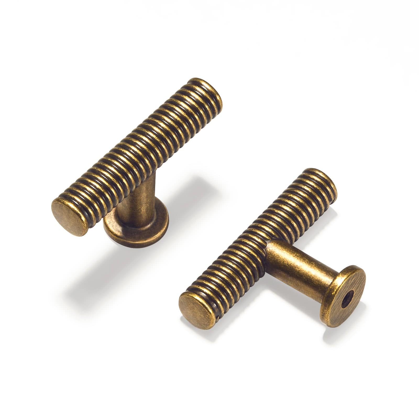 Goo-Ki Antique Brass / Knob Mid-Century Swirl Cabinet Bar Handles Home Improvement Dresser Pulls 6 Pack