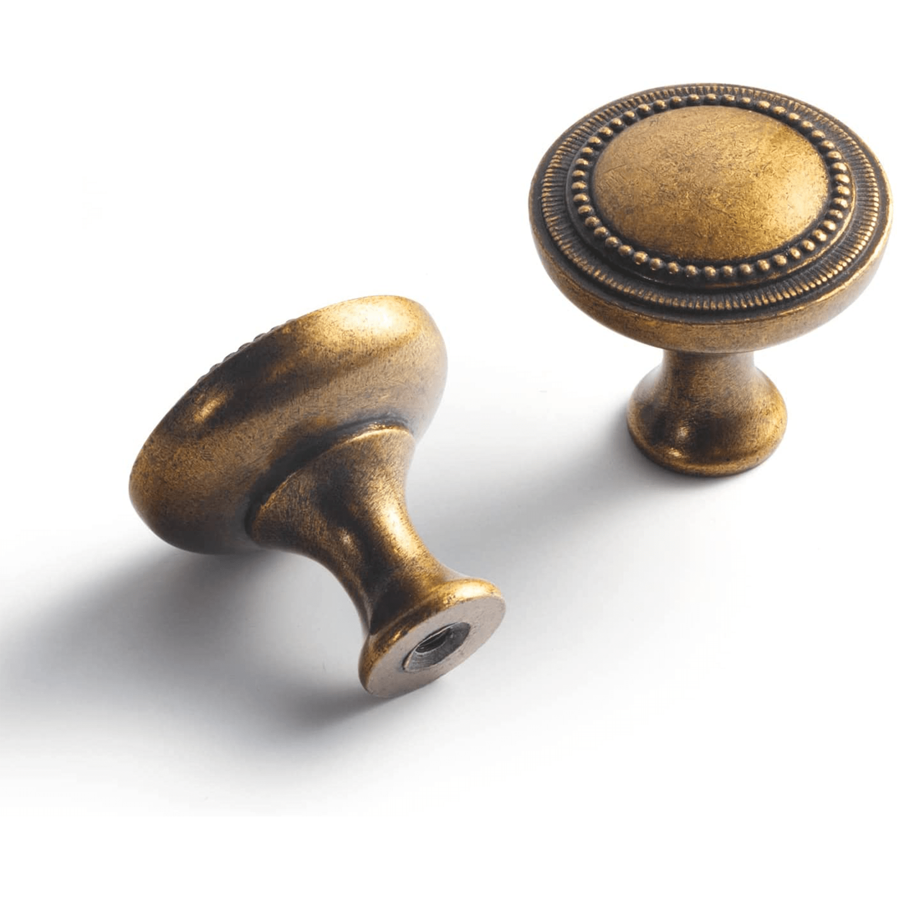 Goo-Ki Antique Brass / Knob Solid Ancient Vintage Retro Bar Pull for Cupboard Dresser Bathroom 6 pack