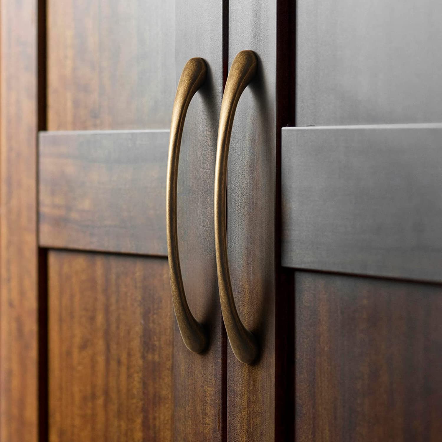 Goo-Ki Antique Round Cabinet Knobs Vintage Retro Burnished Brass Drawer Pulls 6 pack