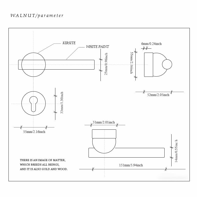 Goo-Ki Black Walnut Door Lock American Style Bedroom Door Lock Interior Door Handle