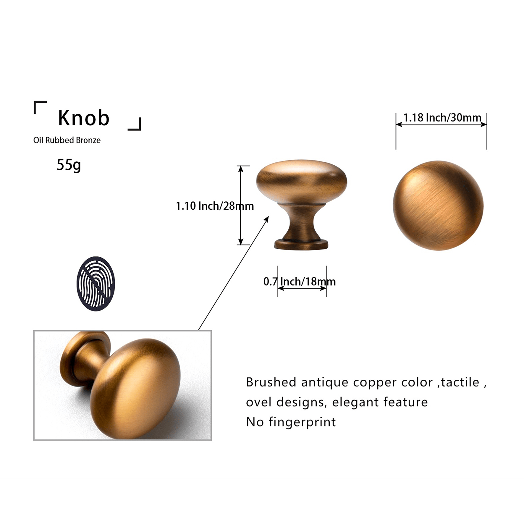 Goo-Ki Classic Dresser Knob Modern Minimalist Cabinet Knob Round Drawer Knobs 6 Pack
