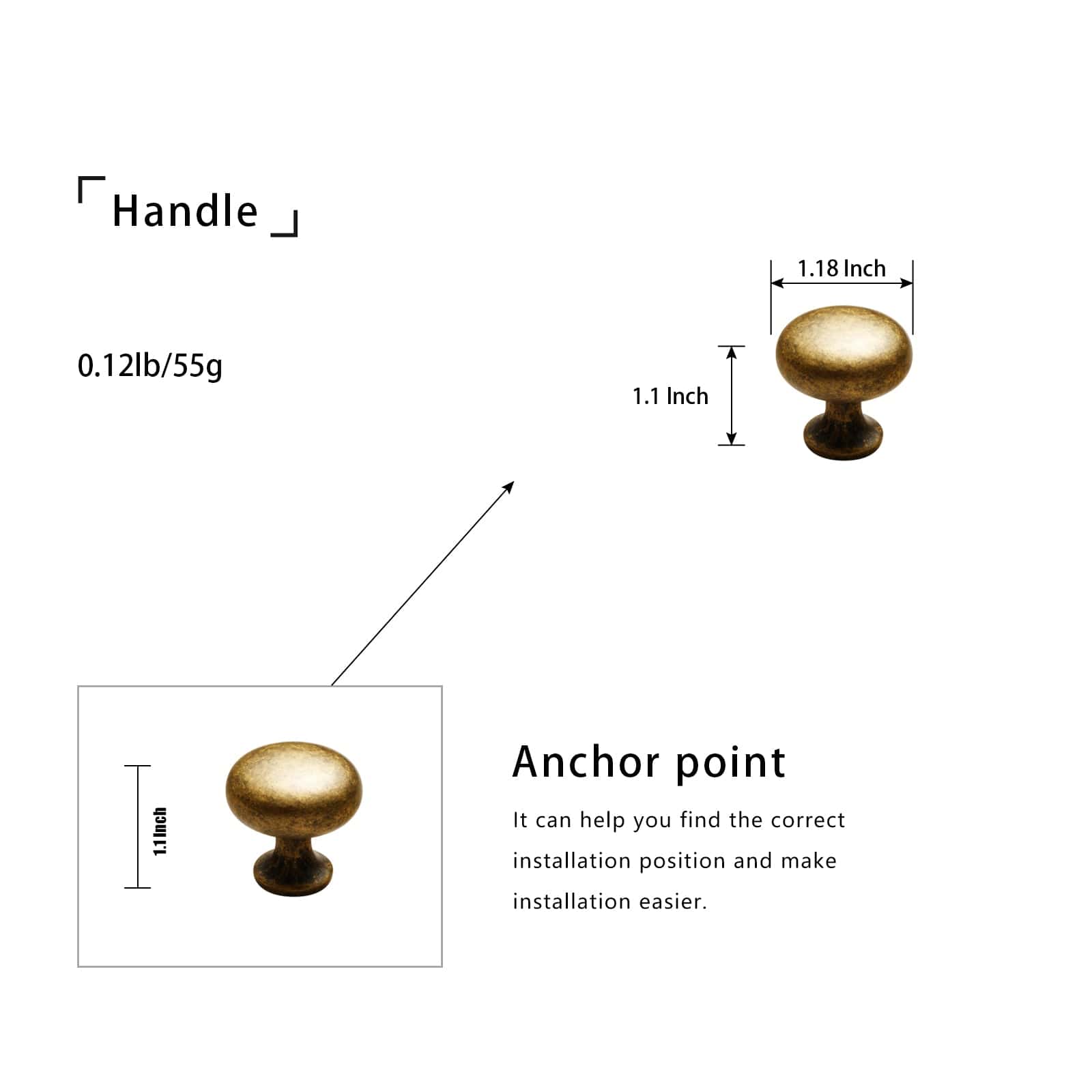 Goo-Ki Classic Dresser Knob Modern Minimalist Cabinet Knob Round Drawer Knobs 6 Pack