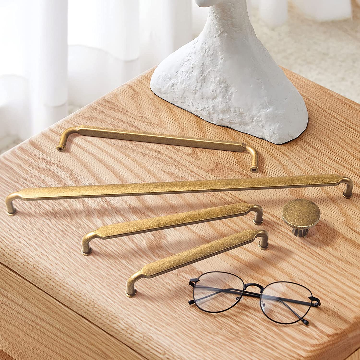 Goo-Ki Distressed Antique Brass Cabinet Pulls American Style Drawer Pulls Retro Furniture Knob