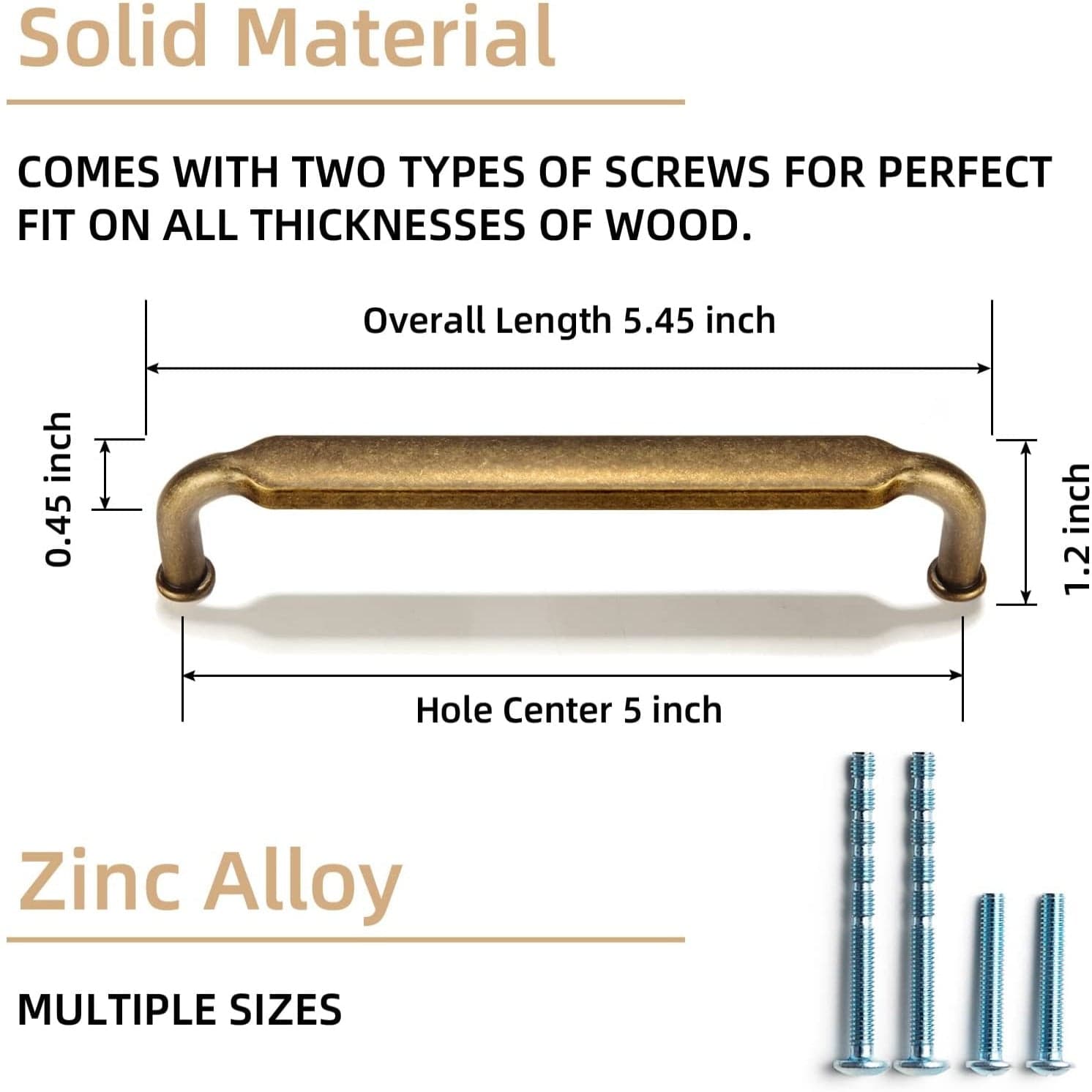 Goo-Ki Distressed Antique Brass Cabinet Pulls American Style Drawer Pulls Retro Furniture Knob 6 Pack