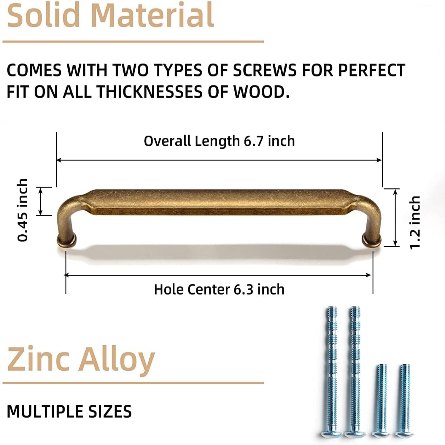 Goo-Ki Distressed Antique Brass Cabinet Pulls American Style Drawer Pulls Retro Furniture Knob 6 Pack