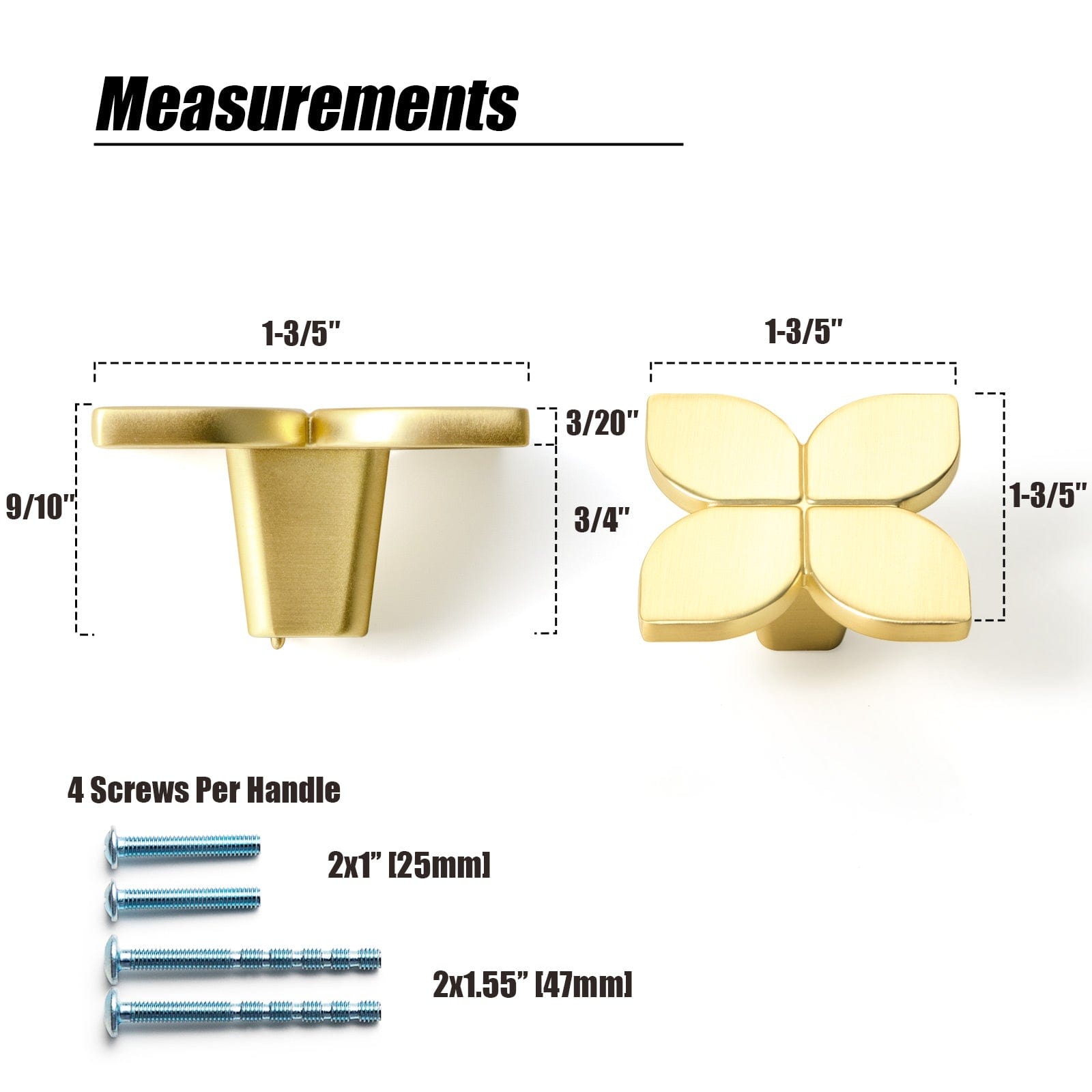Goo-Ki Four Leaf Clover Creative Cabinet Drawer Knobs Vintage Flower Dresser Handles 6 Pack