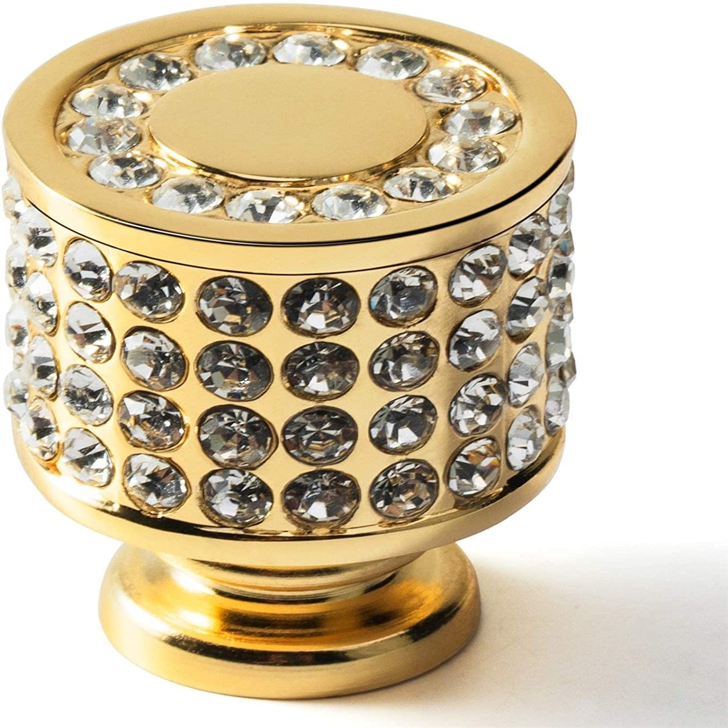 Goo-Ki Gold / Cylindrical Rhinestone Drawer Knob Luxurious Cabinet Knob Imitation Diamond Wardrobe Door knobs 6 Pack