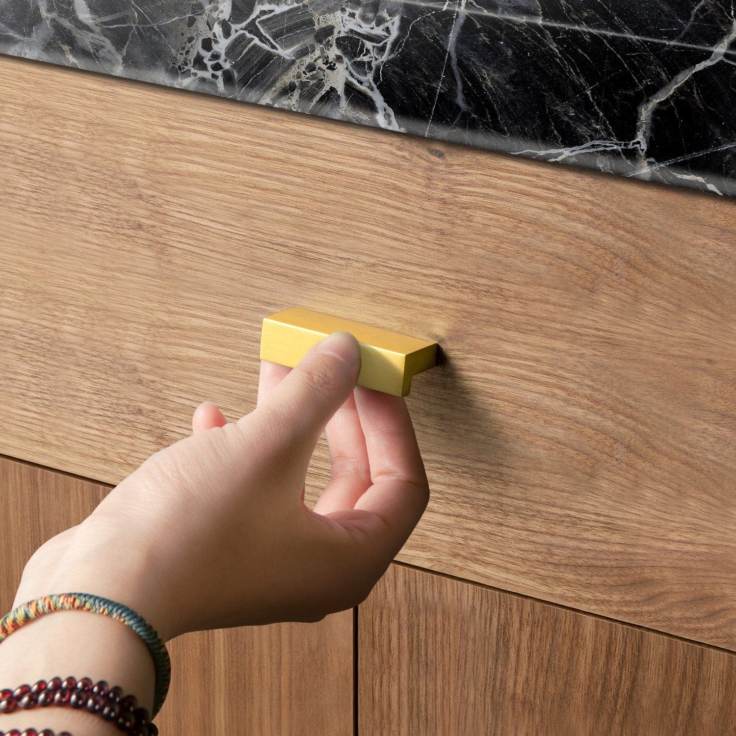Goo-Ki Modern Drawer Handles Kitchen Cabinet Pulls Right Angle Finger Pulls 12 Pack