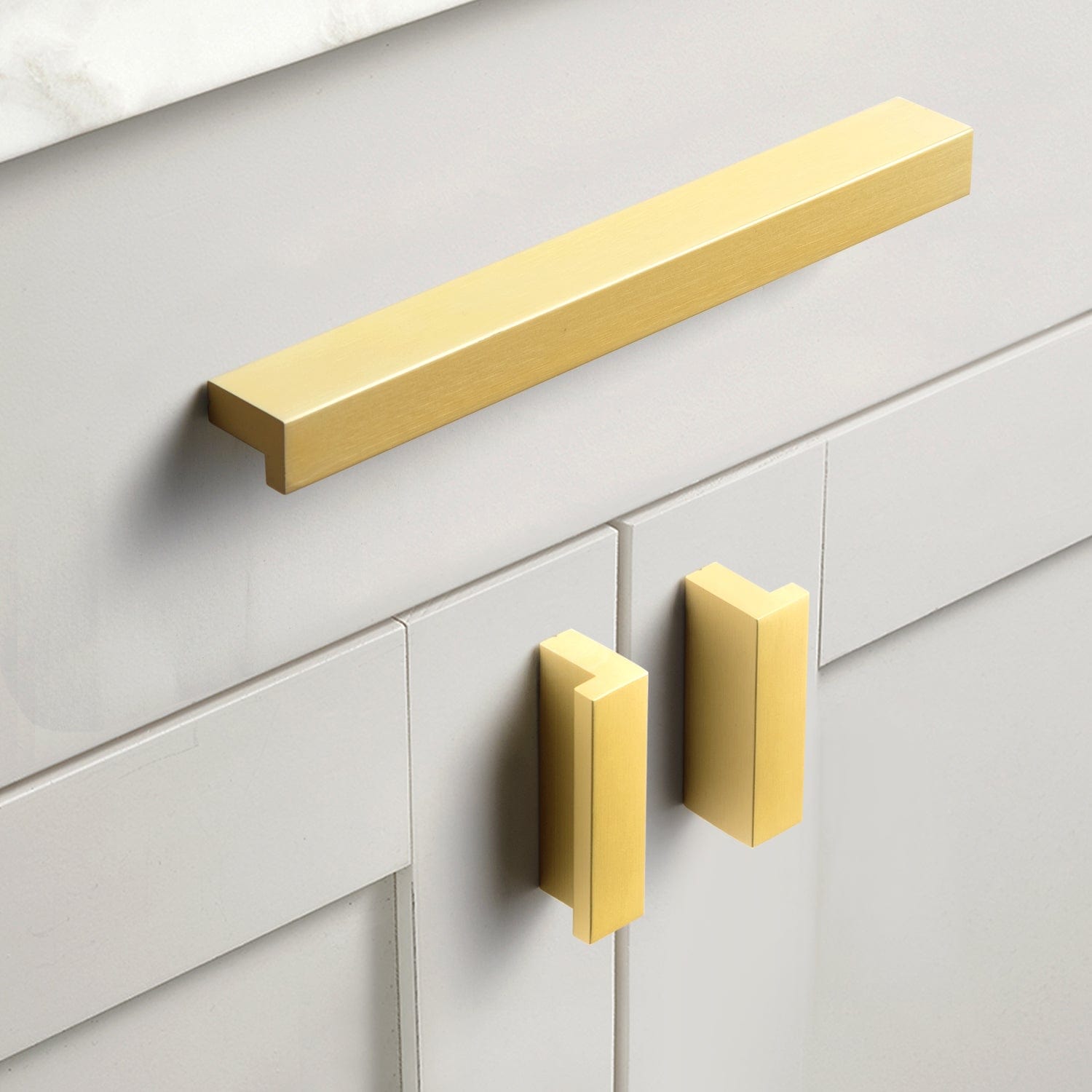 Goo-Ki Modern Drawer Handles Kitchen Cabinet Pulls Right Angle Finger Pulls 12 Pack