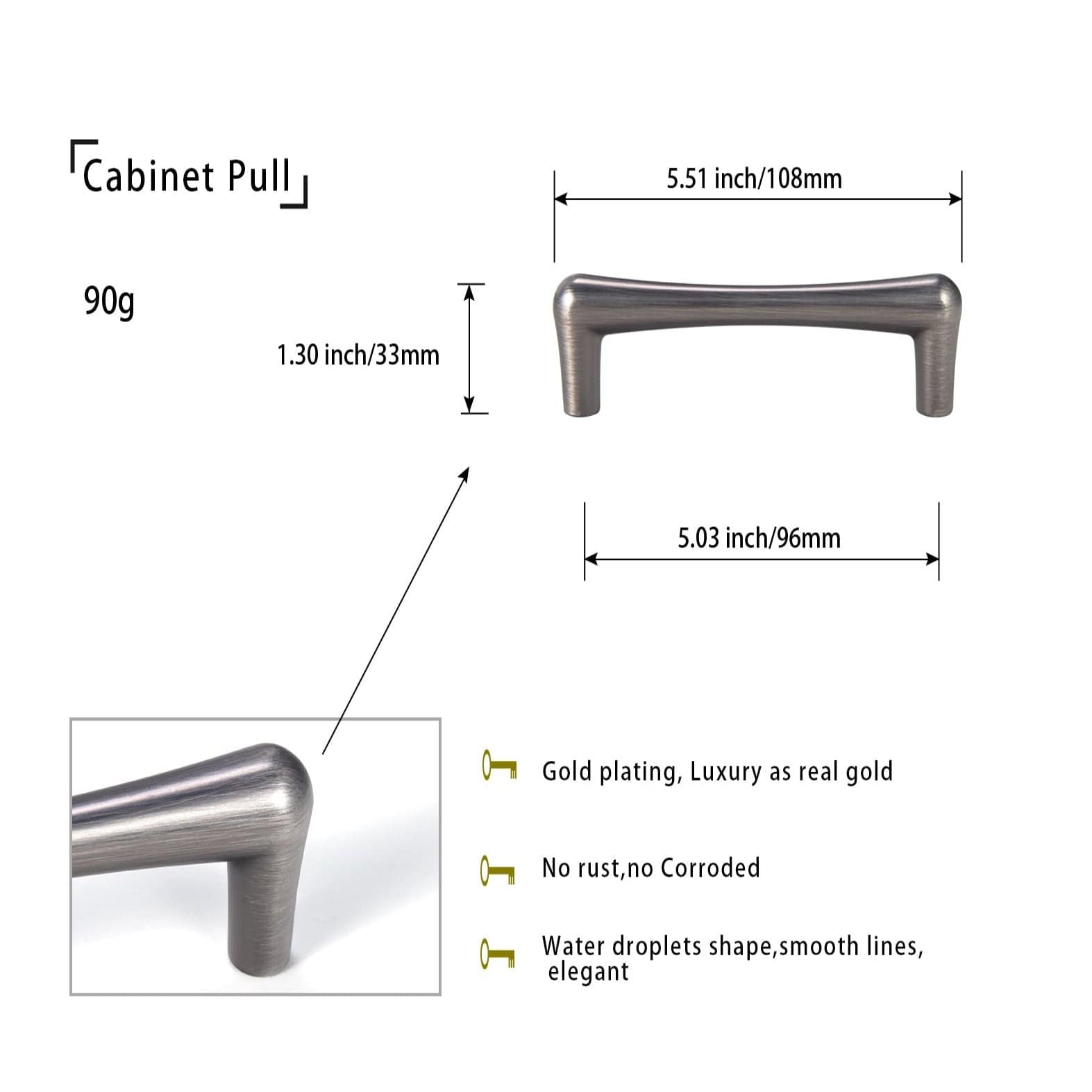 Goo-Ki Modern Minimalist Style Drawer Pulls Affordable Luxury Cabinet Pulls 6 Pack