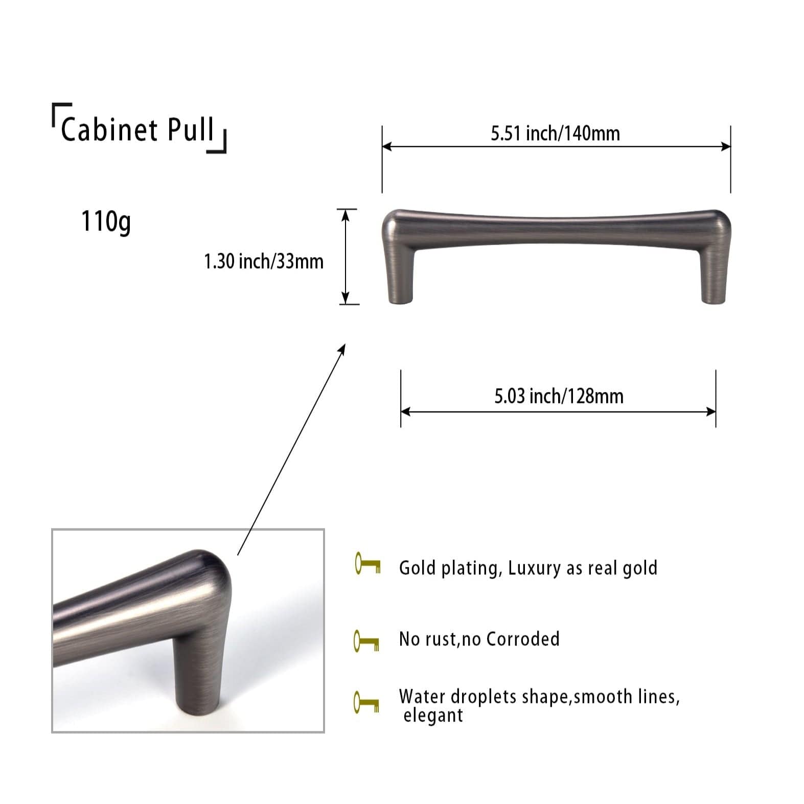 Goo-Ki Modern Minimalist Style Drawer Pulls Affordable Luxury Cabinet Pulls 6 Pack
