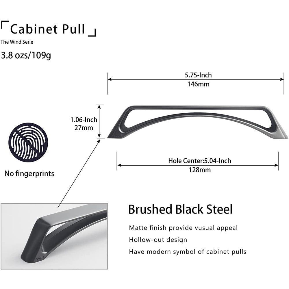 Goo-Ki No-fingerprint Wardrobe Pulls Modern Unique Hollow Knobs Cabinet Pulls 6 Pack