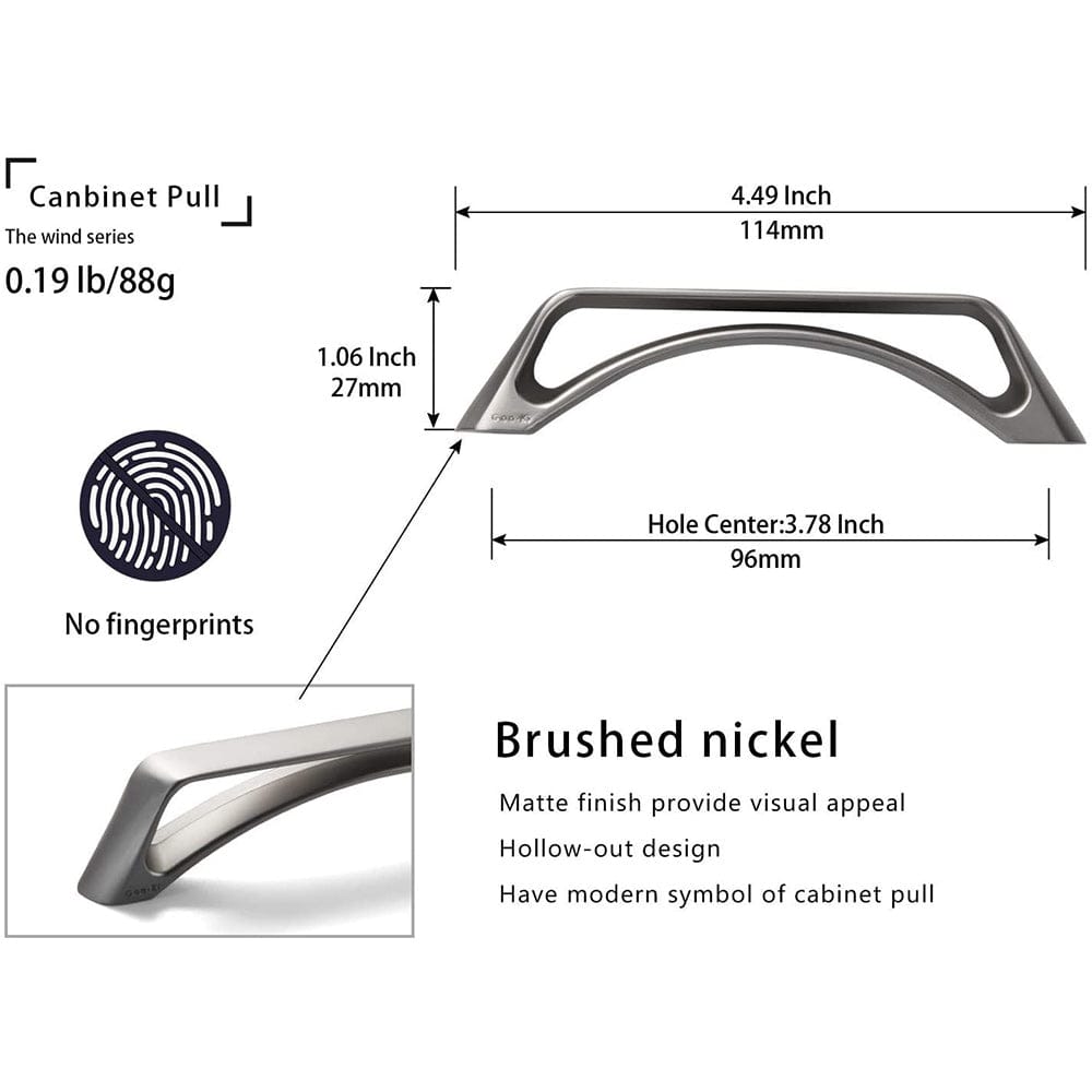 Goo-Ki No-fingerprint Wardrobe Pulls Modern Unique Hollow Knobs Cabinet Pulls 6 Pack