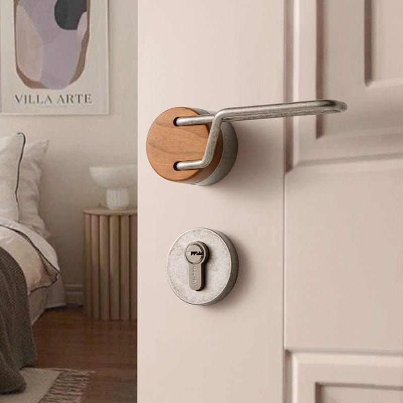 Goo-Ki Original Design Black Walnut Retro Wooden Door Handle Mute Door Lock