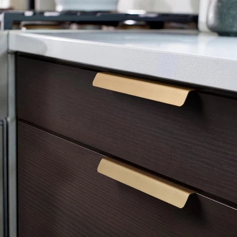 Goo-Ki Pure Brass Matte Finger Pulls Nordic Copper Cabinet Handles Modern Cabinet Pulls 6 pack