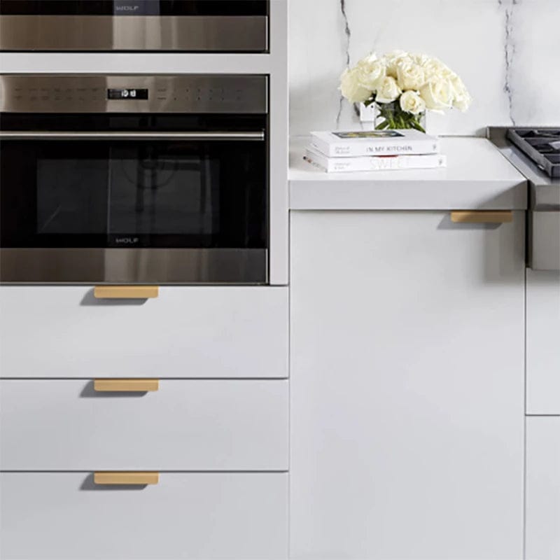 Goo-Ki Pure Brass Matte Finger Pulls Nordic Copper Cabinet Handles Modern Cabinet Pulls 6 pack