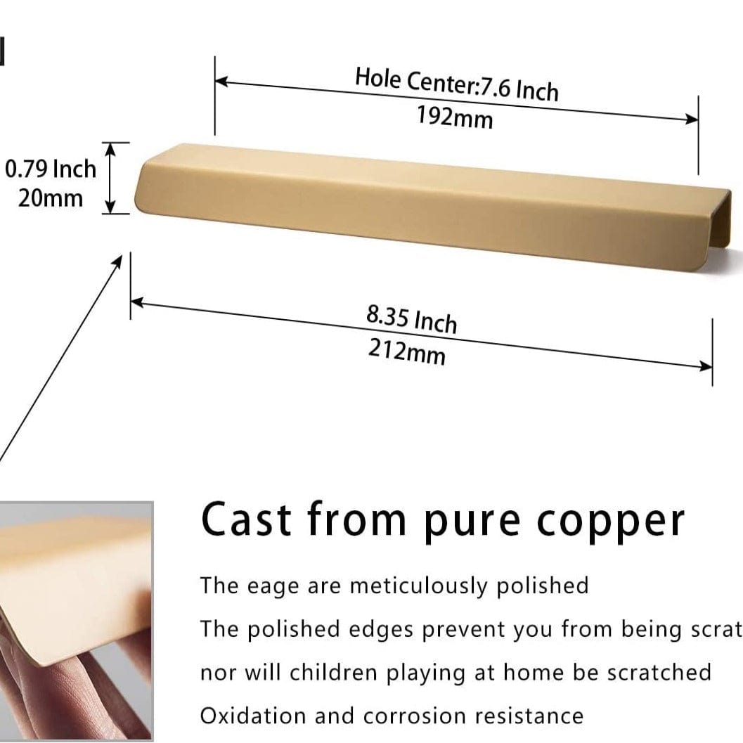 Goo-Ki Pure Brass Matte Finger Pulls Nordic Copper Cabinet Handles Modern Cabinet Pulls 6 pack