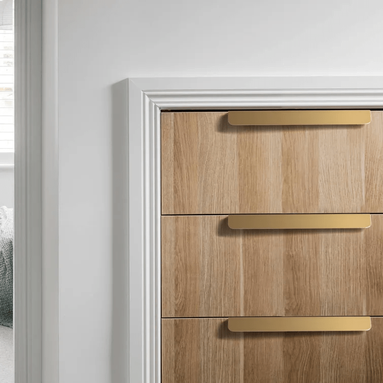 Goo-Ki Pure Brass Matte Finger Pulls Nordic Copper Cabinet Handles Modern Cabinet Pulls 6 pack
