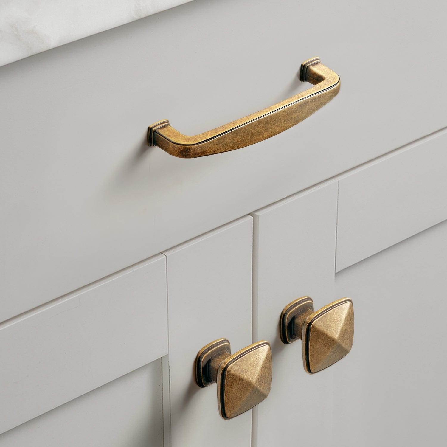 Goo-Ki Retro Vintage Antique Brass Cabinet Pulls Dresser Knob 6 Pack