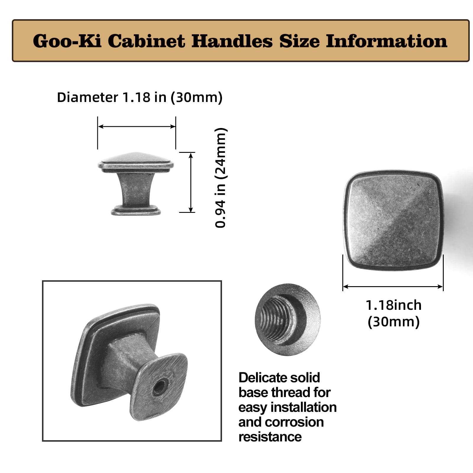 Goo-Ki Retro Vintage Cabinet Handles Antique Brass Bar Pulls 6 Pack