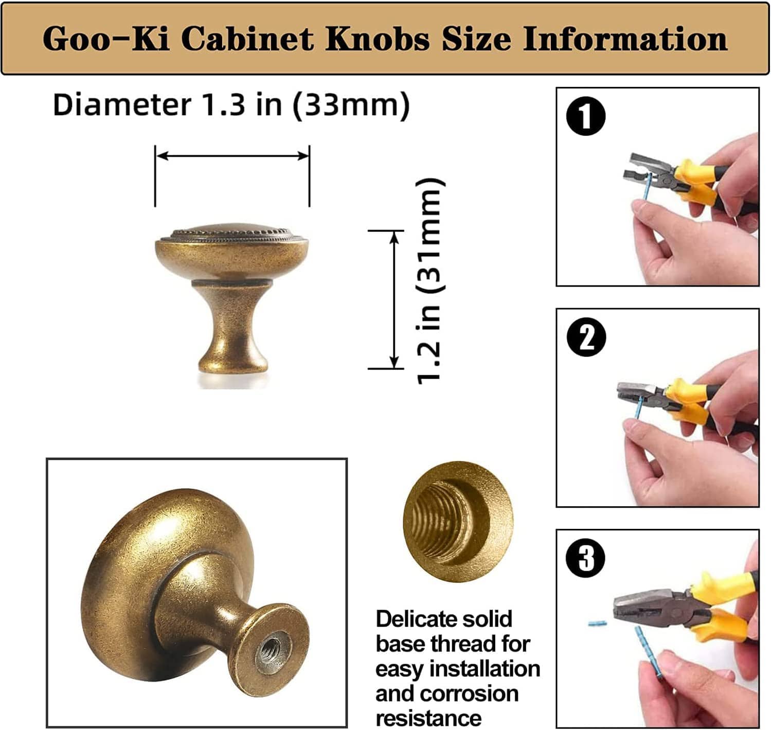 Goo-Ki Solid Ancient Vintage Retro Bar Pull for Cupboard Dresser Bathroom 6 pack