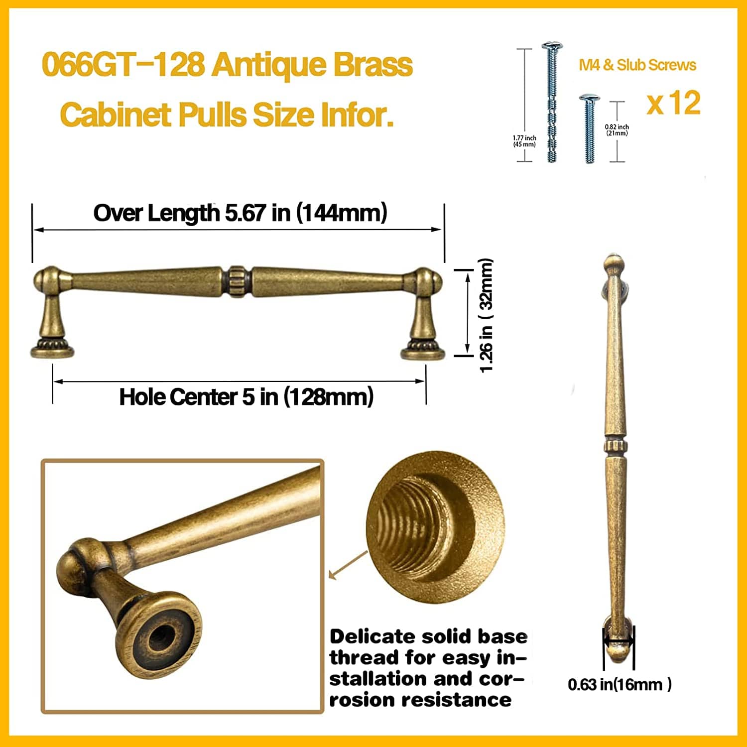 Goo-Ki Solid Ancient Vintage Retro Bar Pull for Cupboard Dresser Bathroom 6 pack