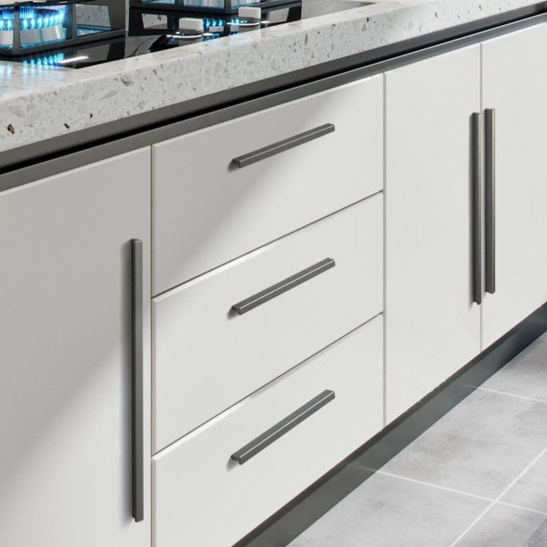 Goo-Ki Tilted Solid Drawer Handles for Kitchen Cabinet Pulls Right Angle Finger Pulls 12 Pack