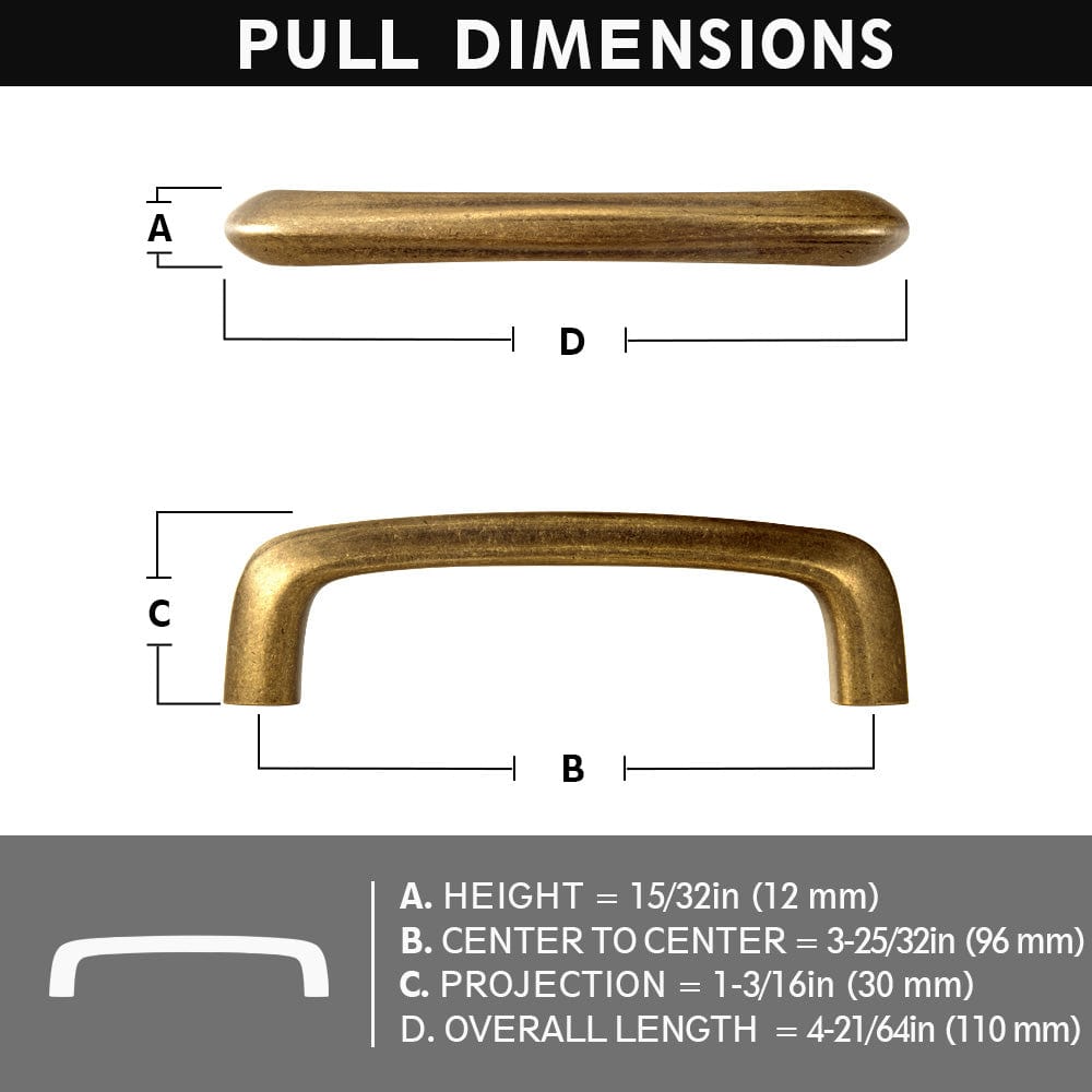 Goo-Ki Vintage Brass Cabinet Bar Pulls Classic Hardware for Antique Cabinets 6 Pack