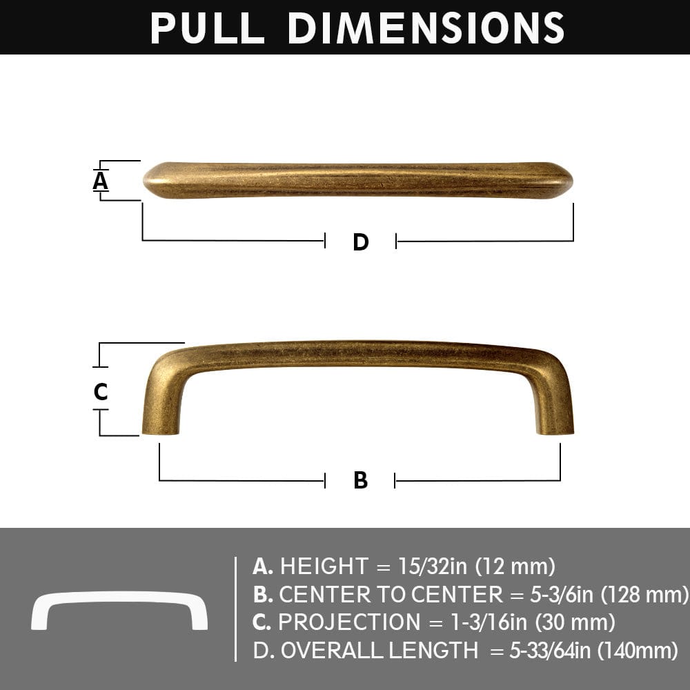 Goo-Ki Vintage Brass Cabinet Bar Pulls Classic Hardware for Antique Cabinets 6 Pack