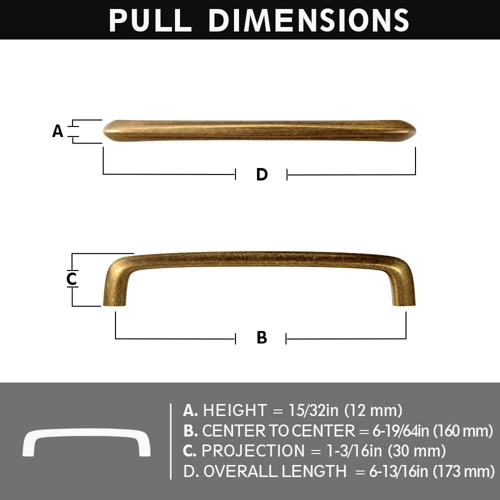 Goo-Ki Vintage Brass Cabinet Bar Pulls Classic Hardware for Antique Cabinets 6 Pack