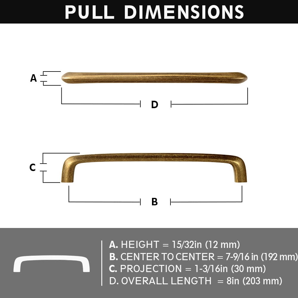 Goo-Ki Vintage Brass Cabinet Bar Pulls Classic Hardware for Antique Cabinets 6 Pack