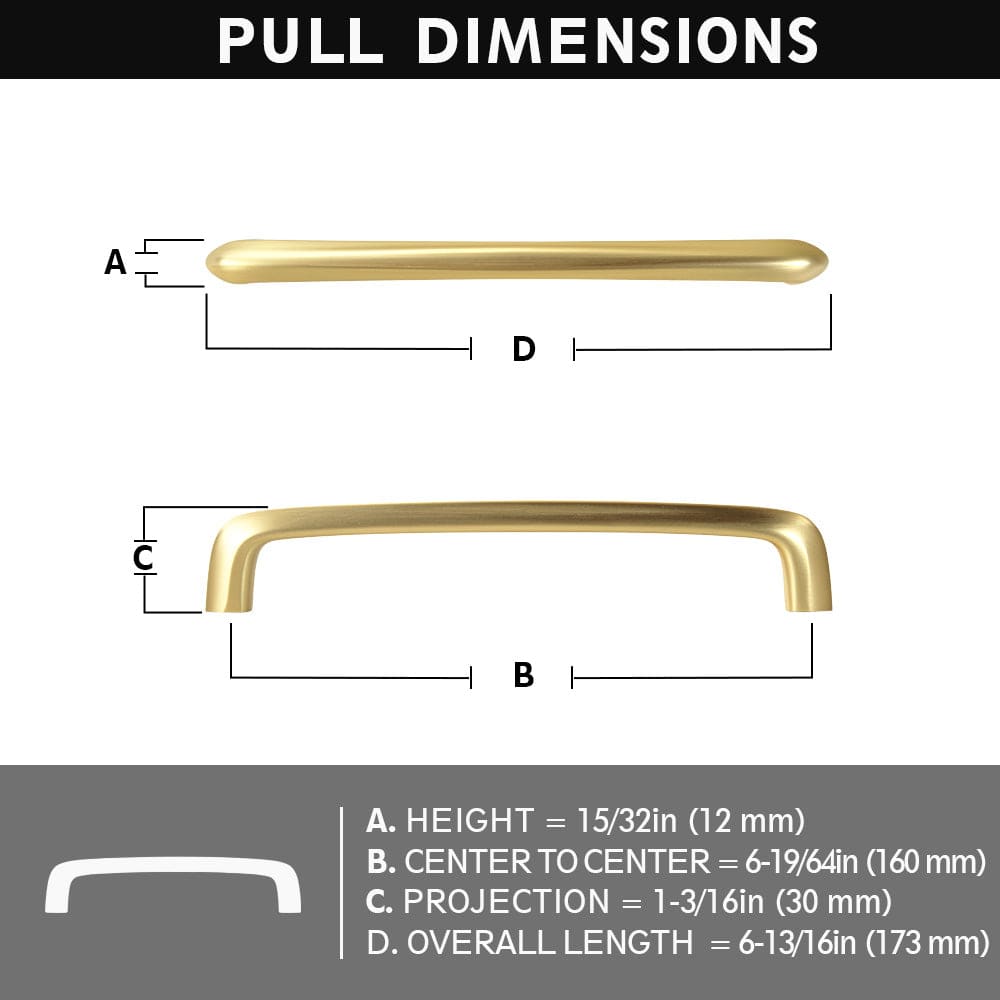 Goo-Ki Vintage Brass Cabinet Bar Pulls Classic Hardware for Antique Cabinets 6 Pack