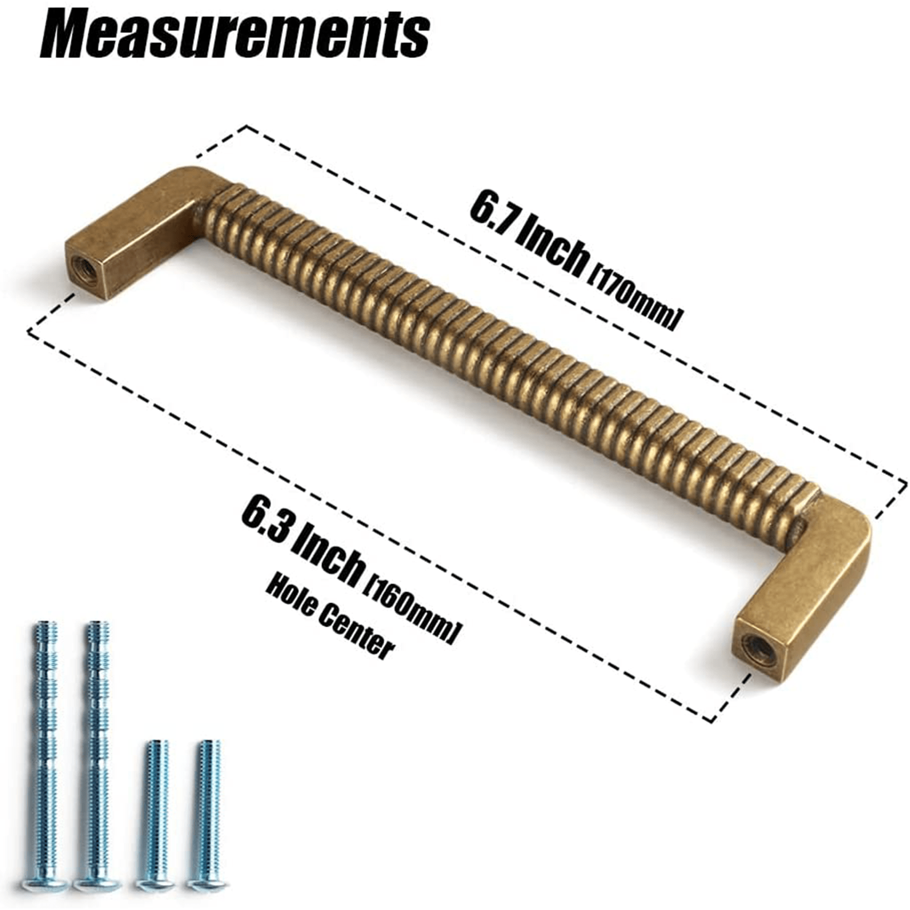 Goo-Ki Vintage Stripe Retro Brass Cabinet Pulls for Bedroom Kitchen 6 Pack