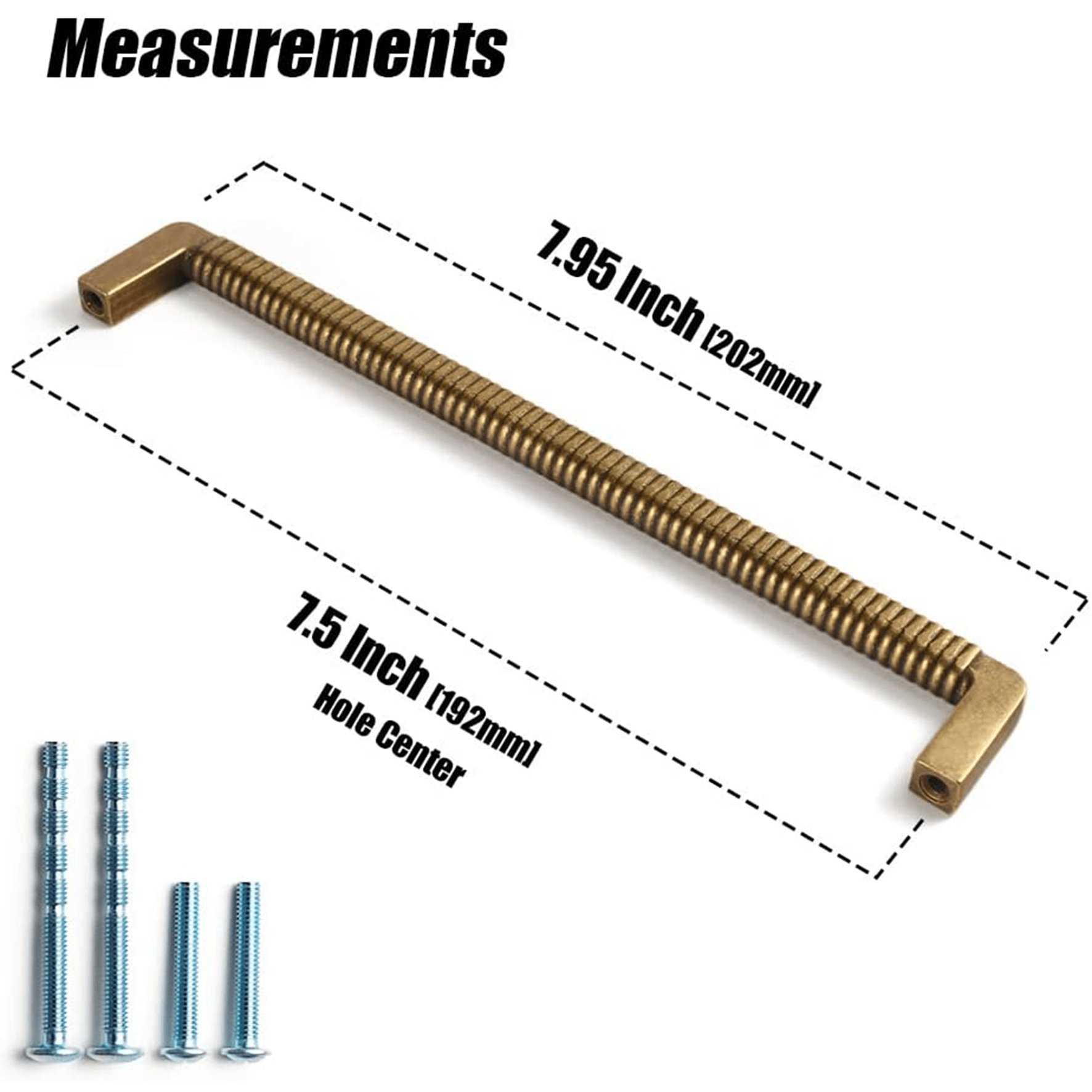 Goo-Ki Vintage Stripe Retro Brass Cabinet Pulls for Bedroom Kitchen 6 Pack
