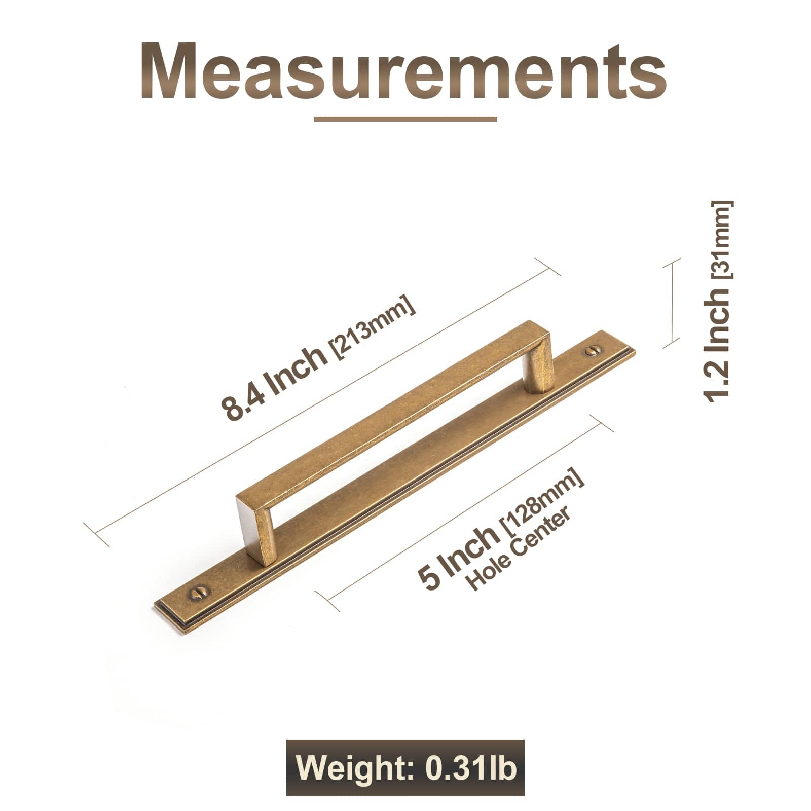 2 Pack Long Cabinet Bar Pulls with Back Plates Solid Drawer Handles Set