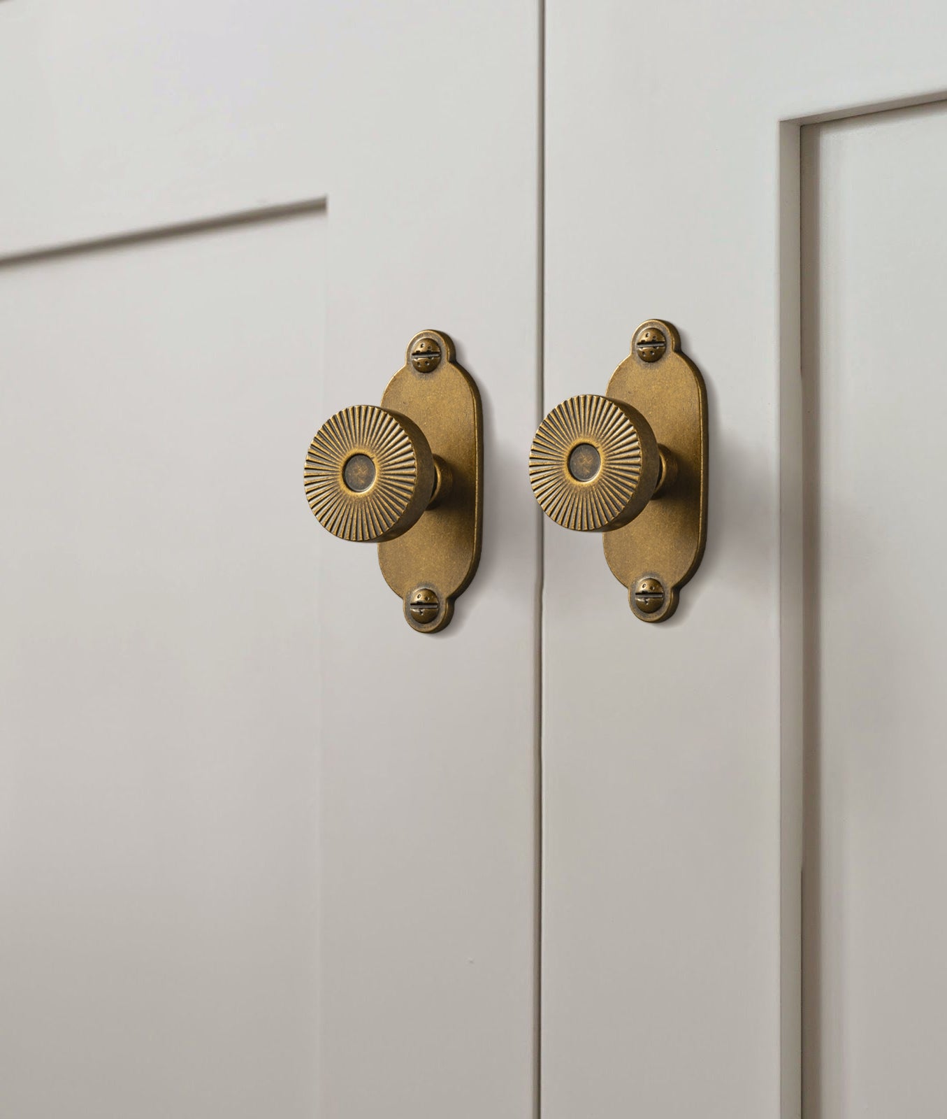 Retro Radiating Pattern Cabinet Knob with Ornate Backplate, Solid Zinc Alloy Drawer Knob for Classic Cabinet Renovation